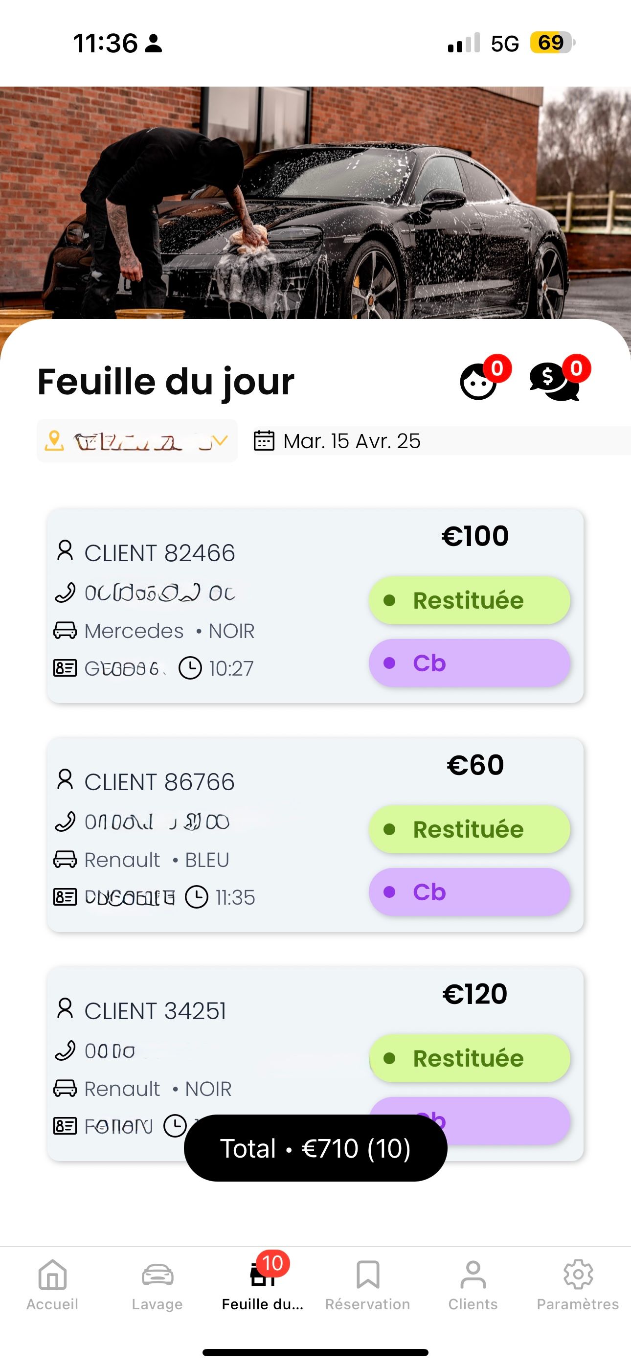 Interface de l\'application MonLavagePRO